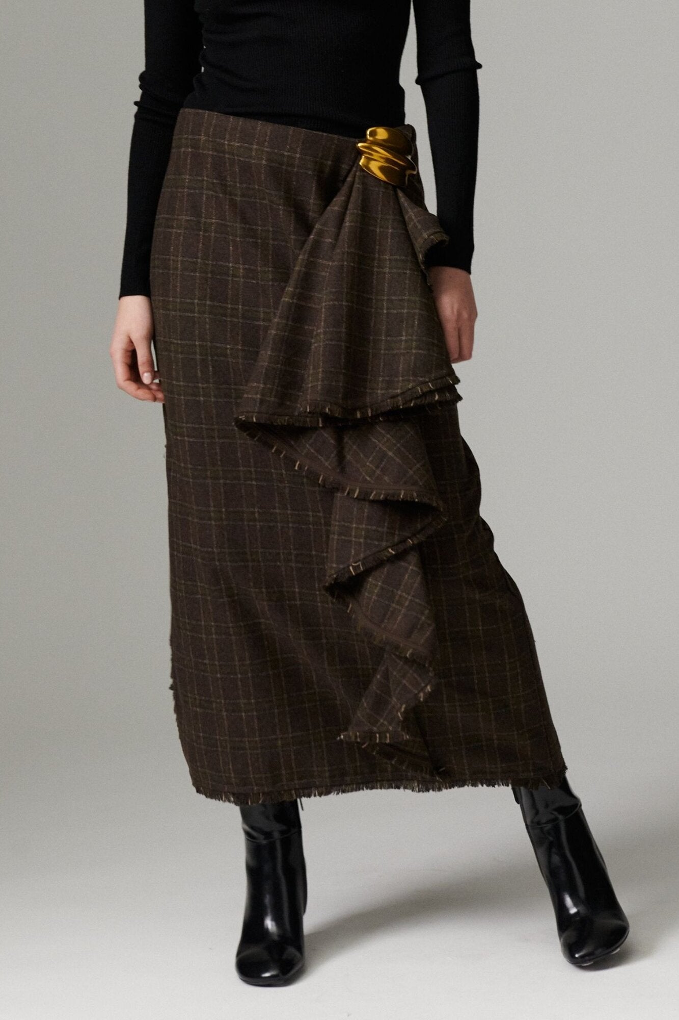 Tima Flanello nederdel - Brown Check